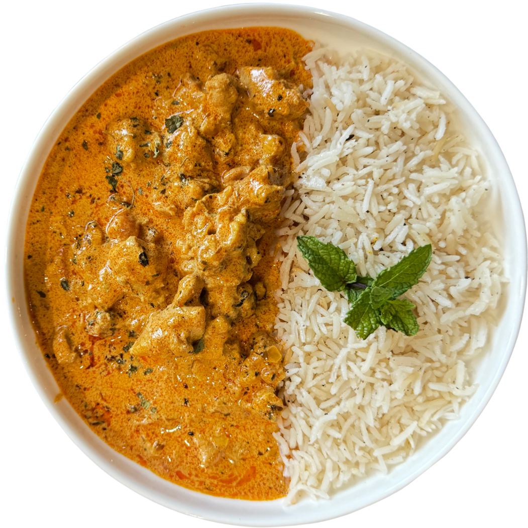 Chicken Tikka Masala with rice prepared meal from Channi's Kitchen