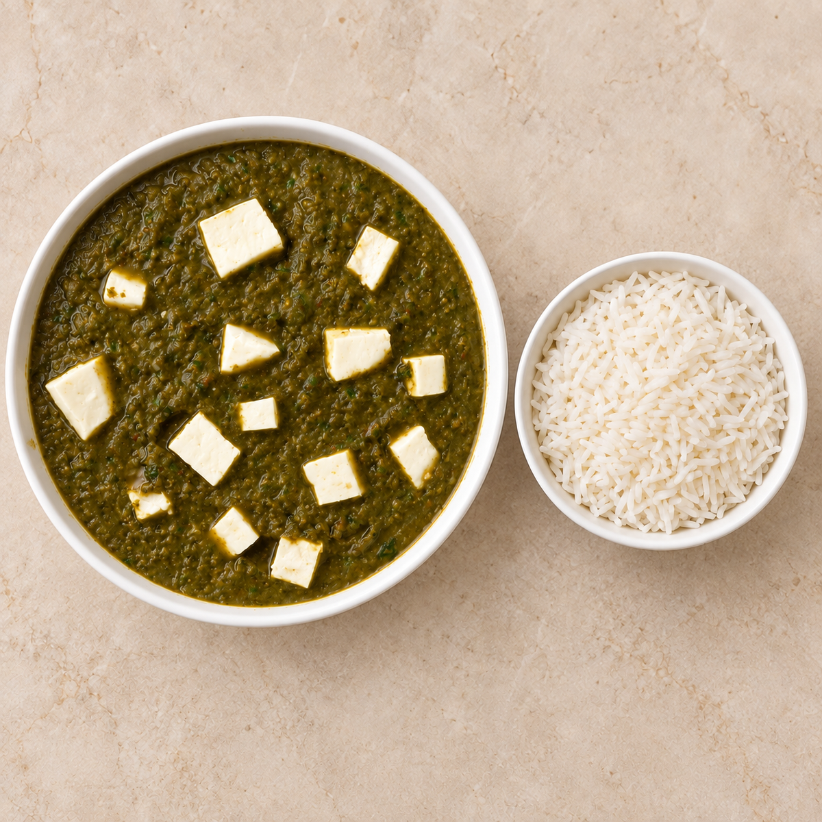 Saag Paneer and Basmati Rice
