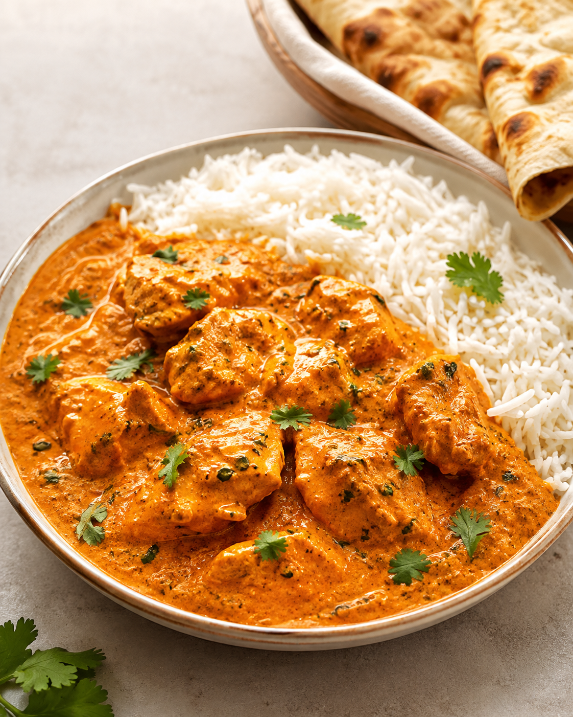 Chicken Tikka Masala with chapati prepared meal from Channi's Kitchen
